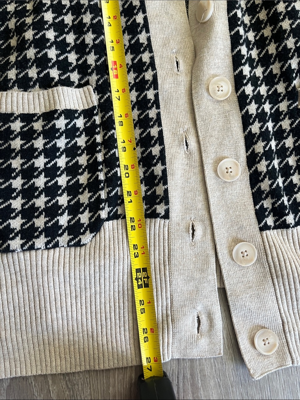 a new day Black & Cream Houndstooth Button-Front Cardigan - Picture 5 of 5